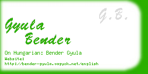 gyula bender business card